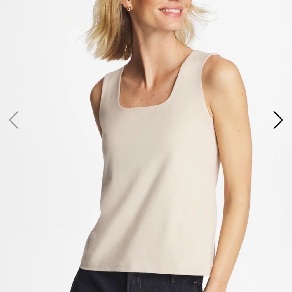 Chicos Sleeveless Square-Neck Tank in Cream NWT Chicos 3 14/16
